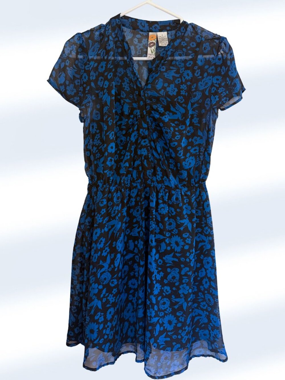Mimi Chica Blue and Black Floral Dress
